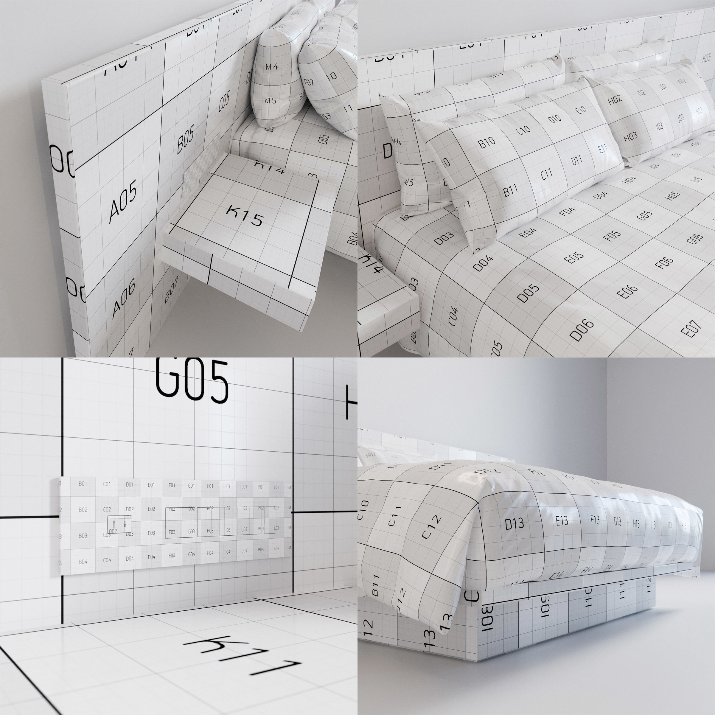 Hotel Bed Duvet Cover Style - King size - W180cm 3D model_11