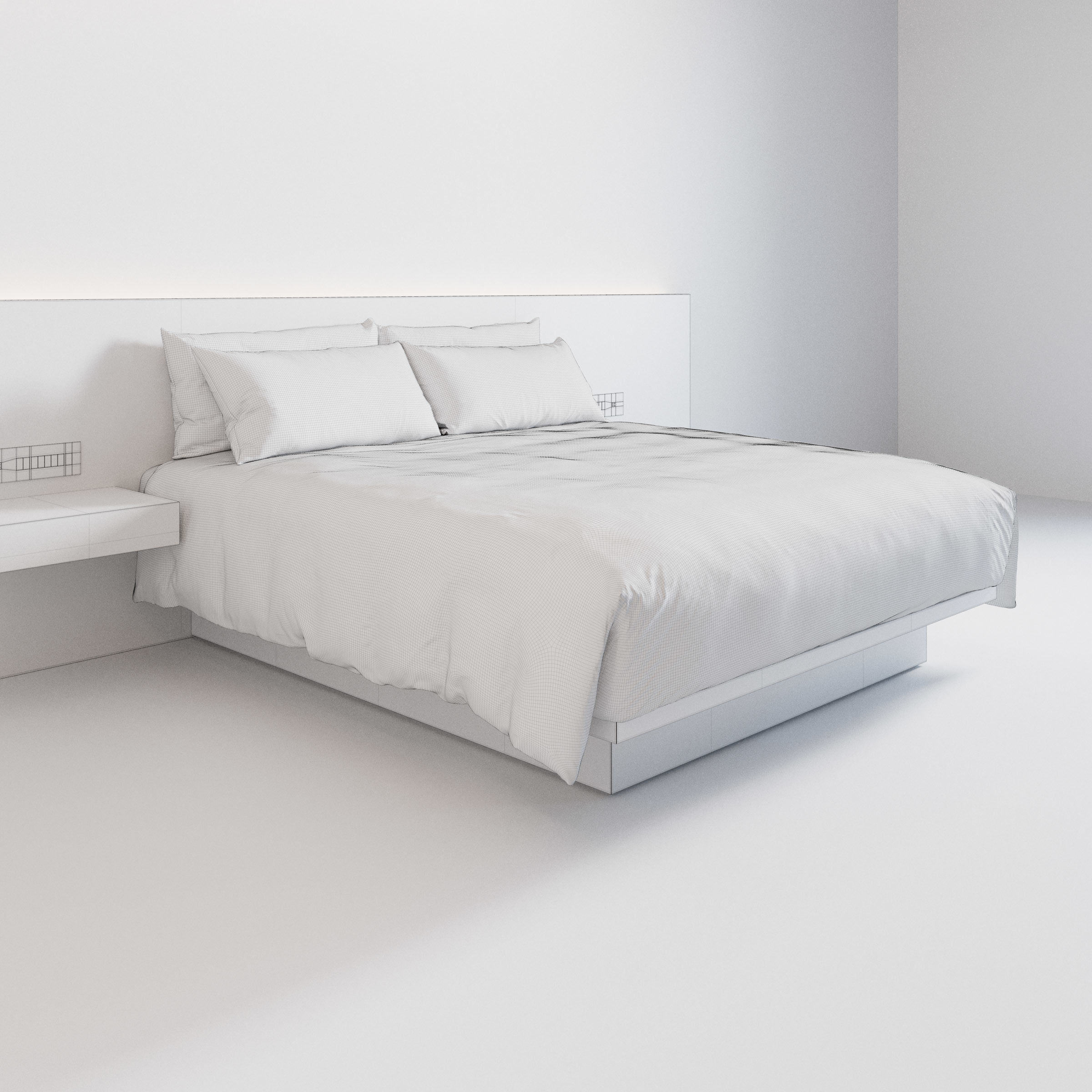 Hotel Bed Duvet Cover Style - King size - W180cm 3D model_4