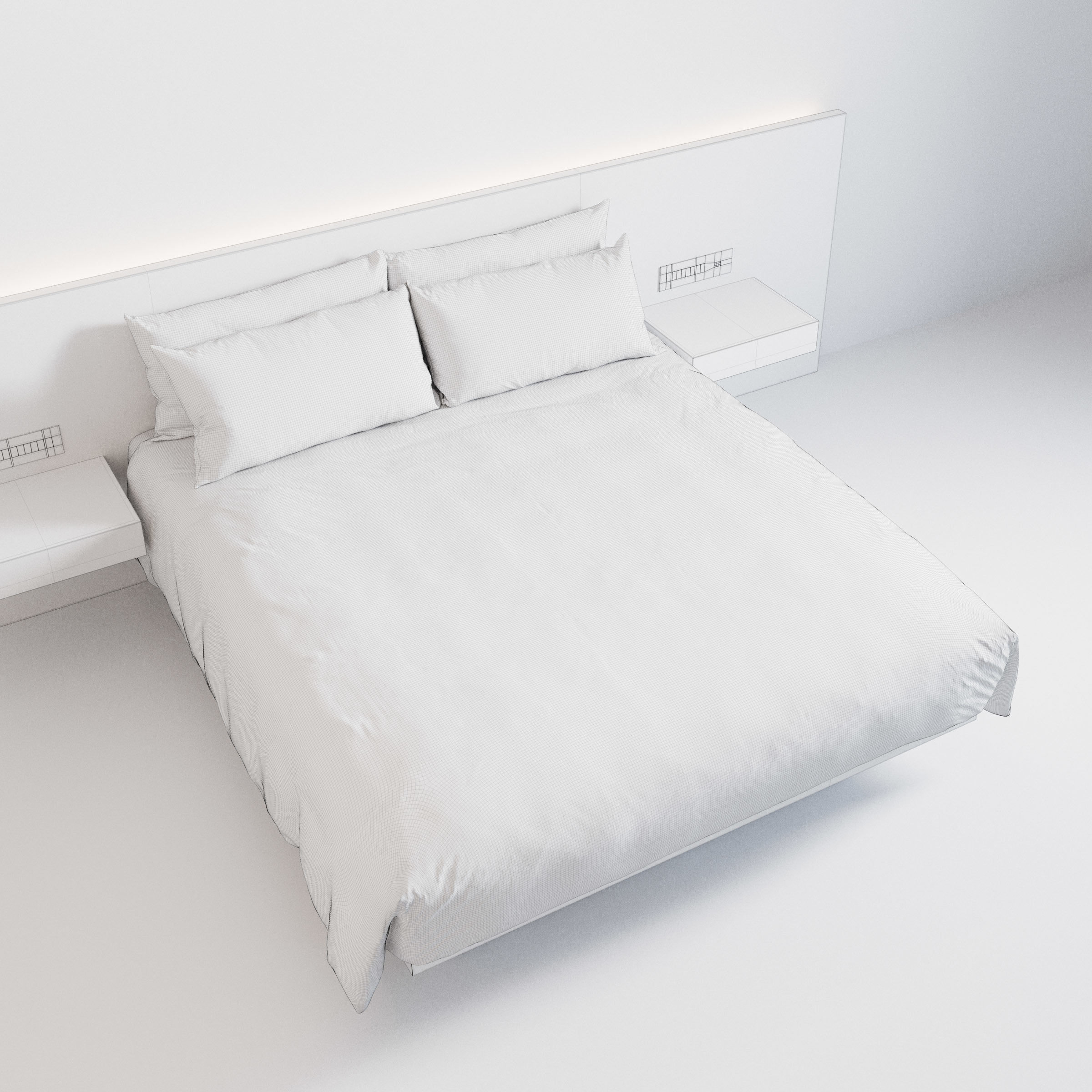 Hotel Bed Duvet Cover Style - King size - W180cm 3D model_6