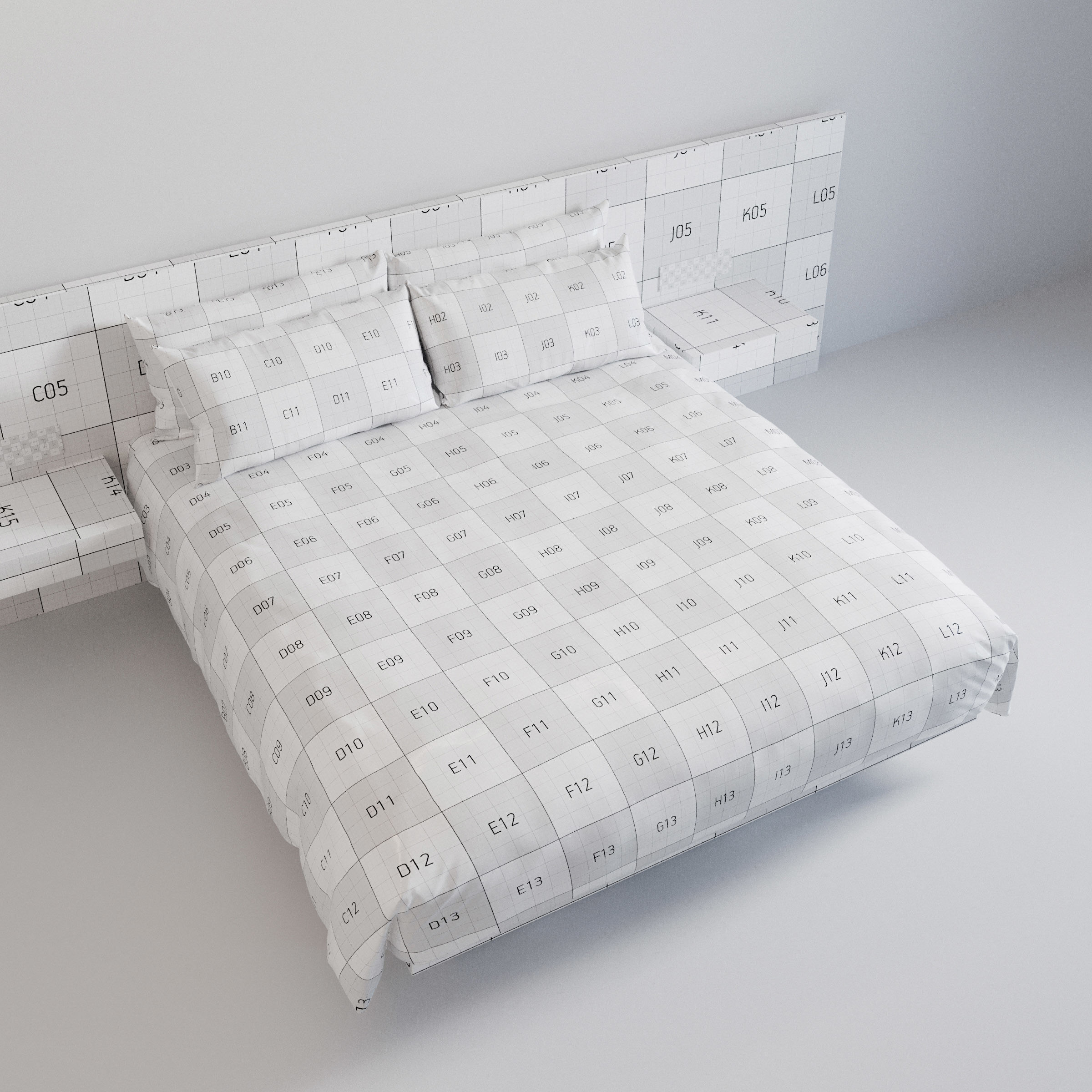 Hotel Bed Duvet Cover Style - King size - W180cm 3D model_10