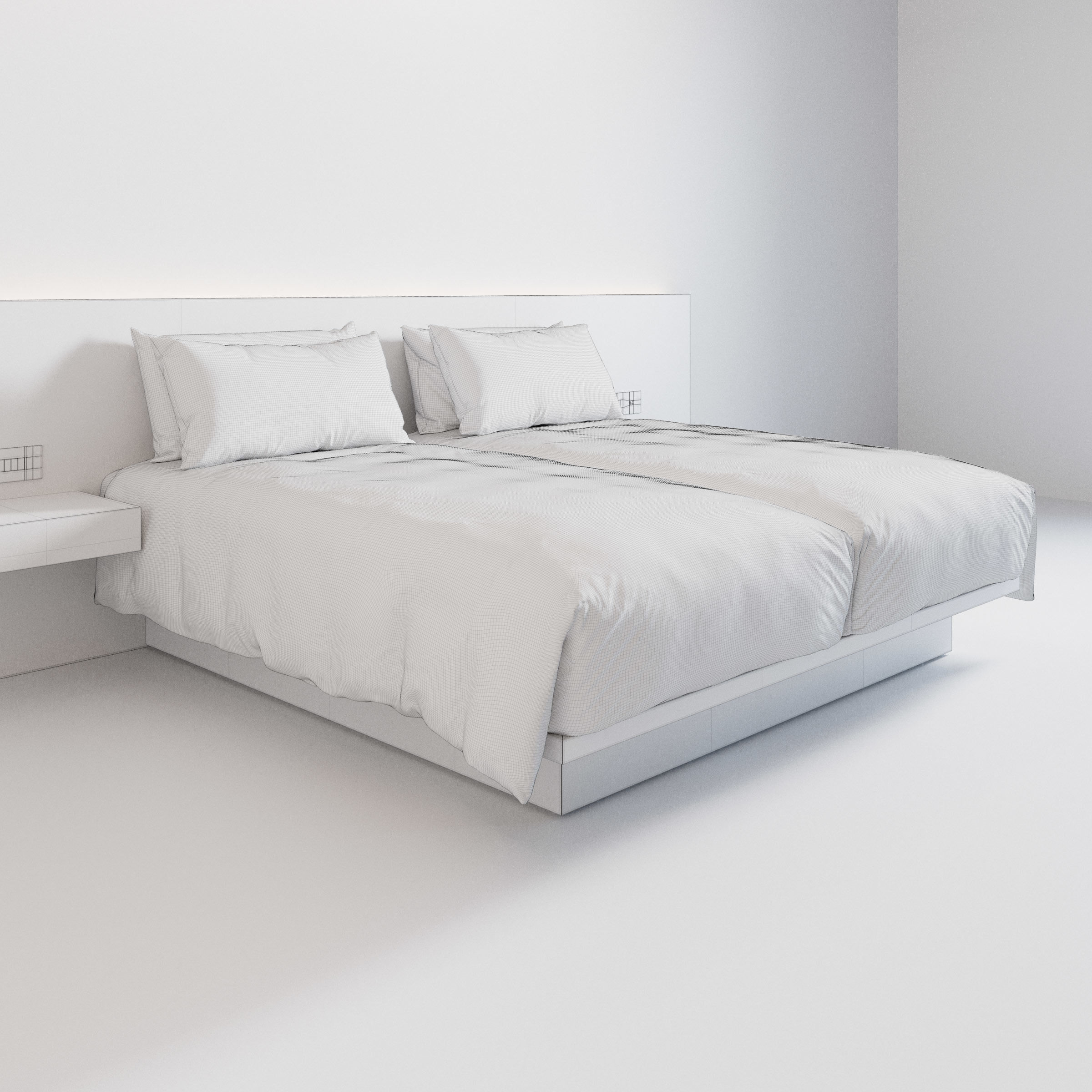 Hotel Bed Duvet Cover Style - Hollywood Twin - W100cm x2 3D model_4