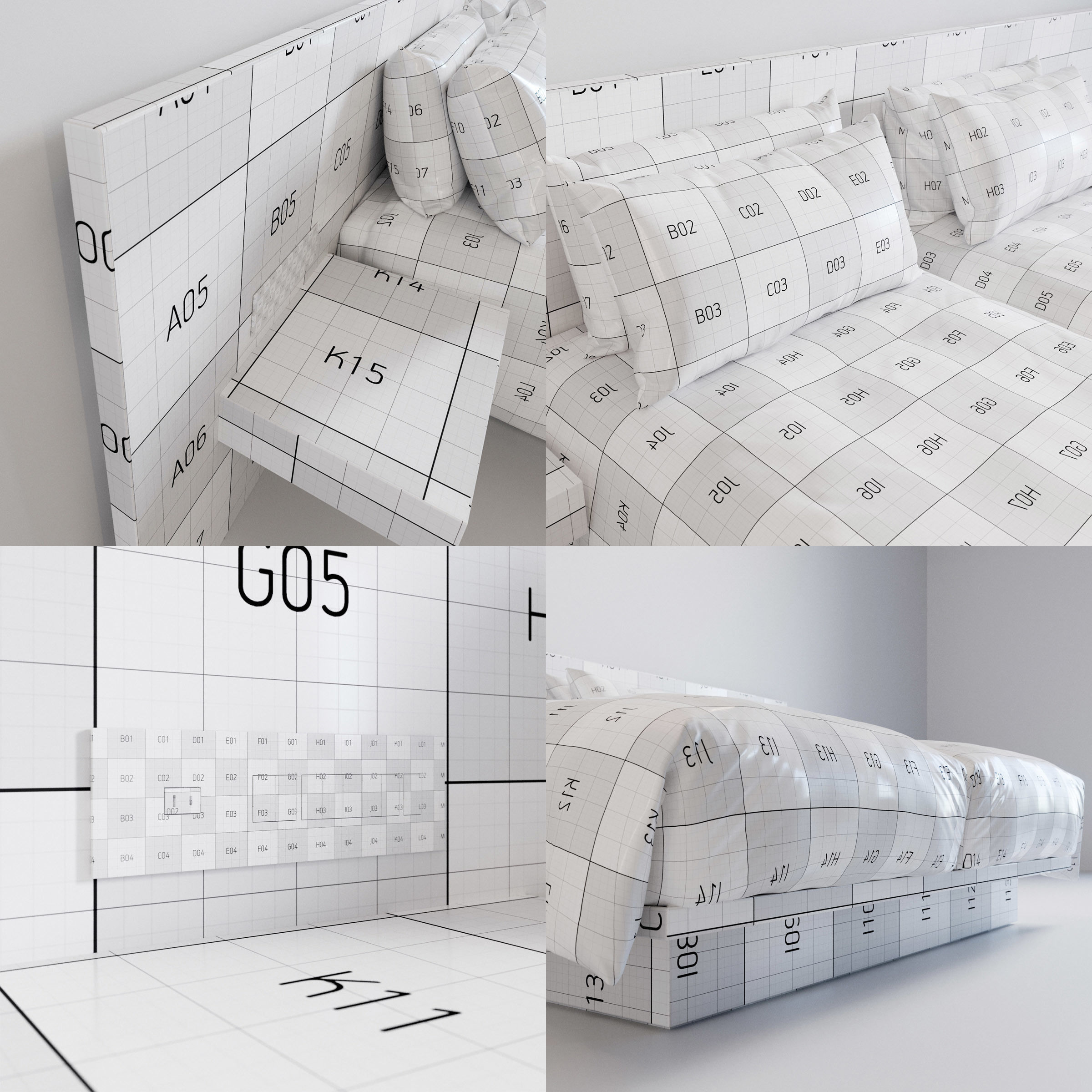 Hotel Bed Duvet Cover Style - Hollywood Twin - W100cm x2 3D model_11