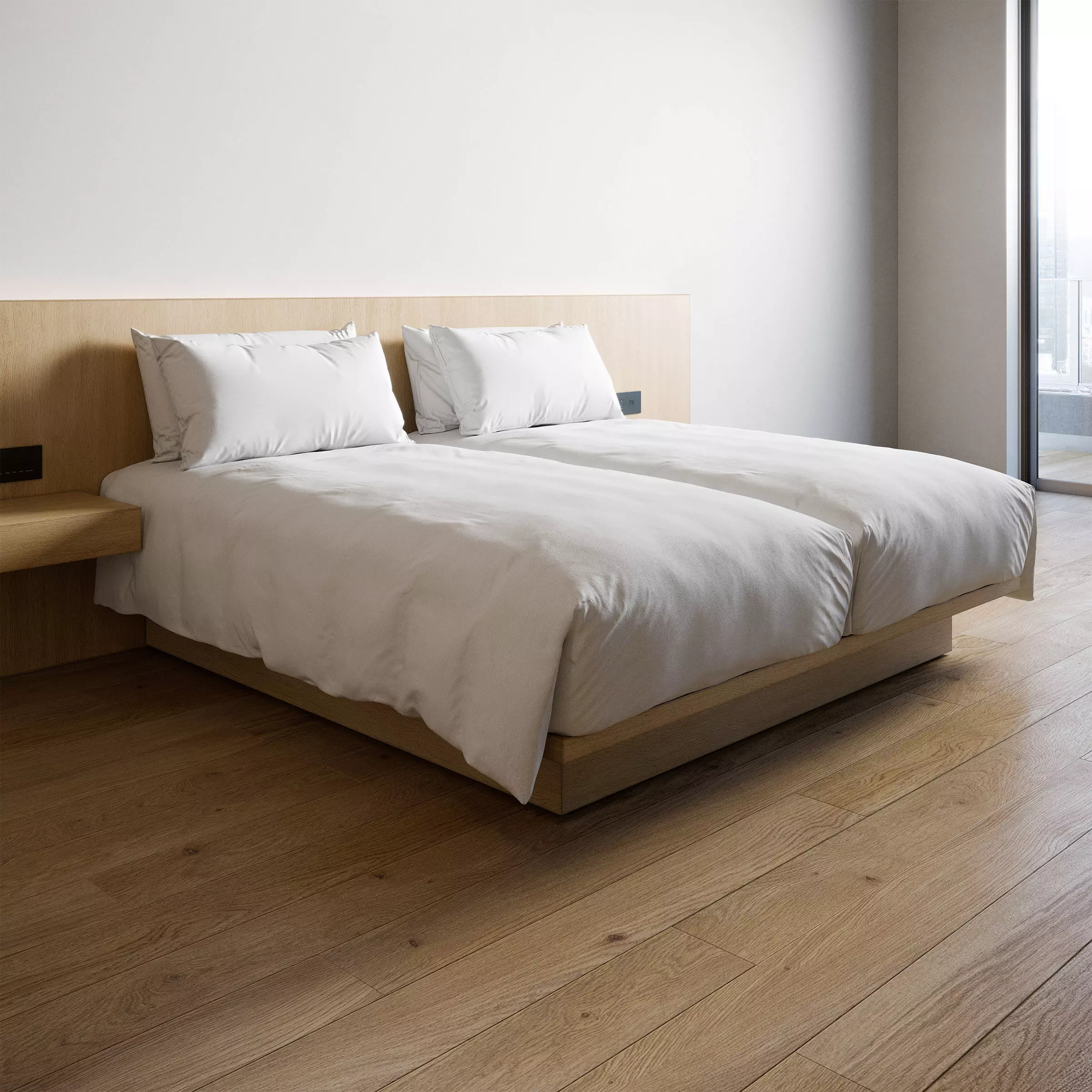 Hotel Bed Duvet Cover Style - Hollywood Twin - W100cm x2 3D model_0