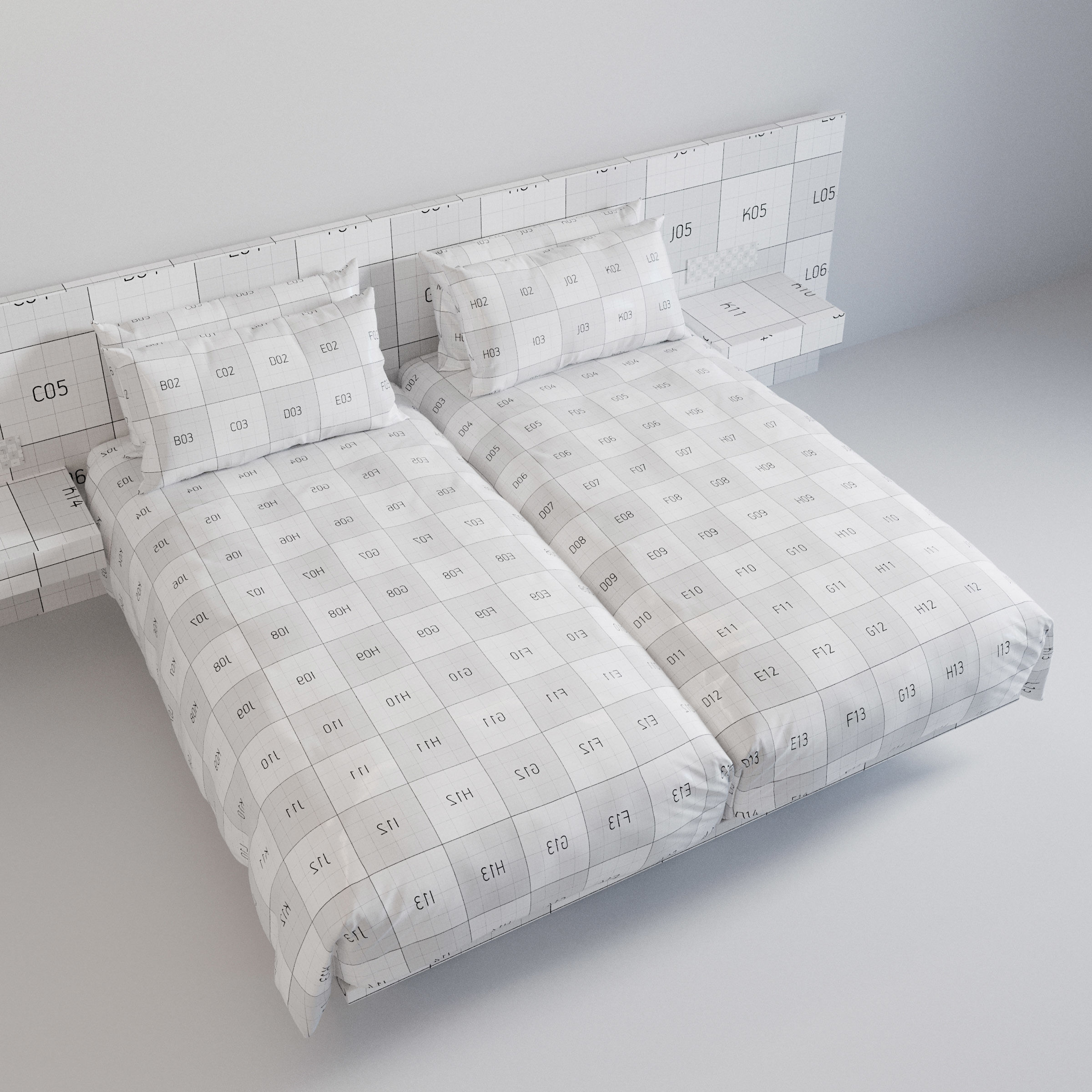 Hotel Bed Duvet Cover Style - Hollywood Twin - W100cm x2 3D model_10