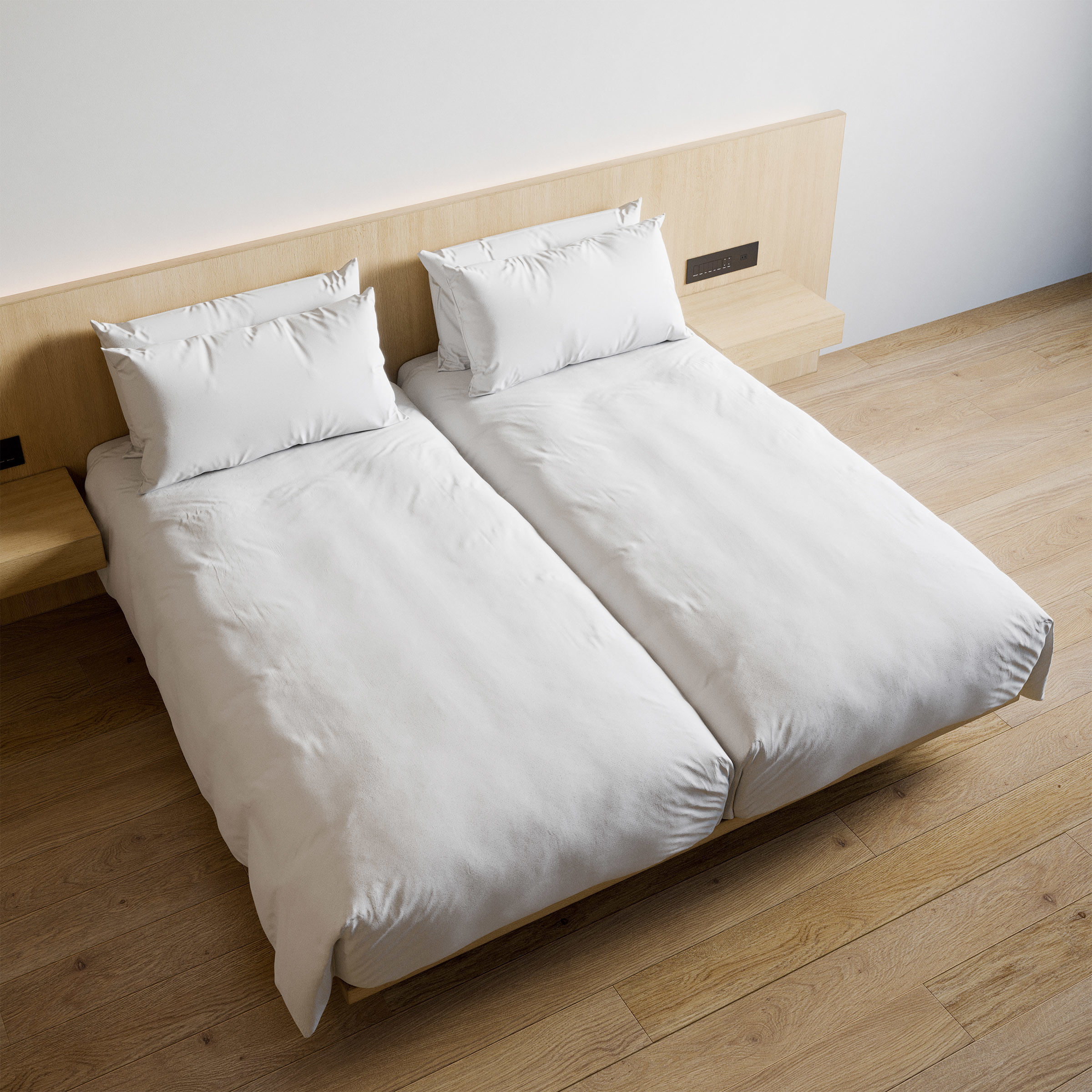 Hotel Bed Duvet Cover Style - Hollywood Twin - W100cm x2 3D model_2