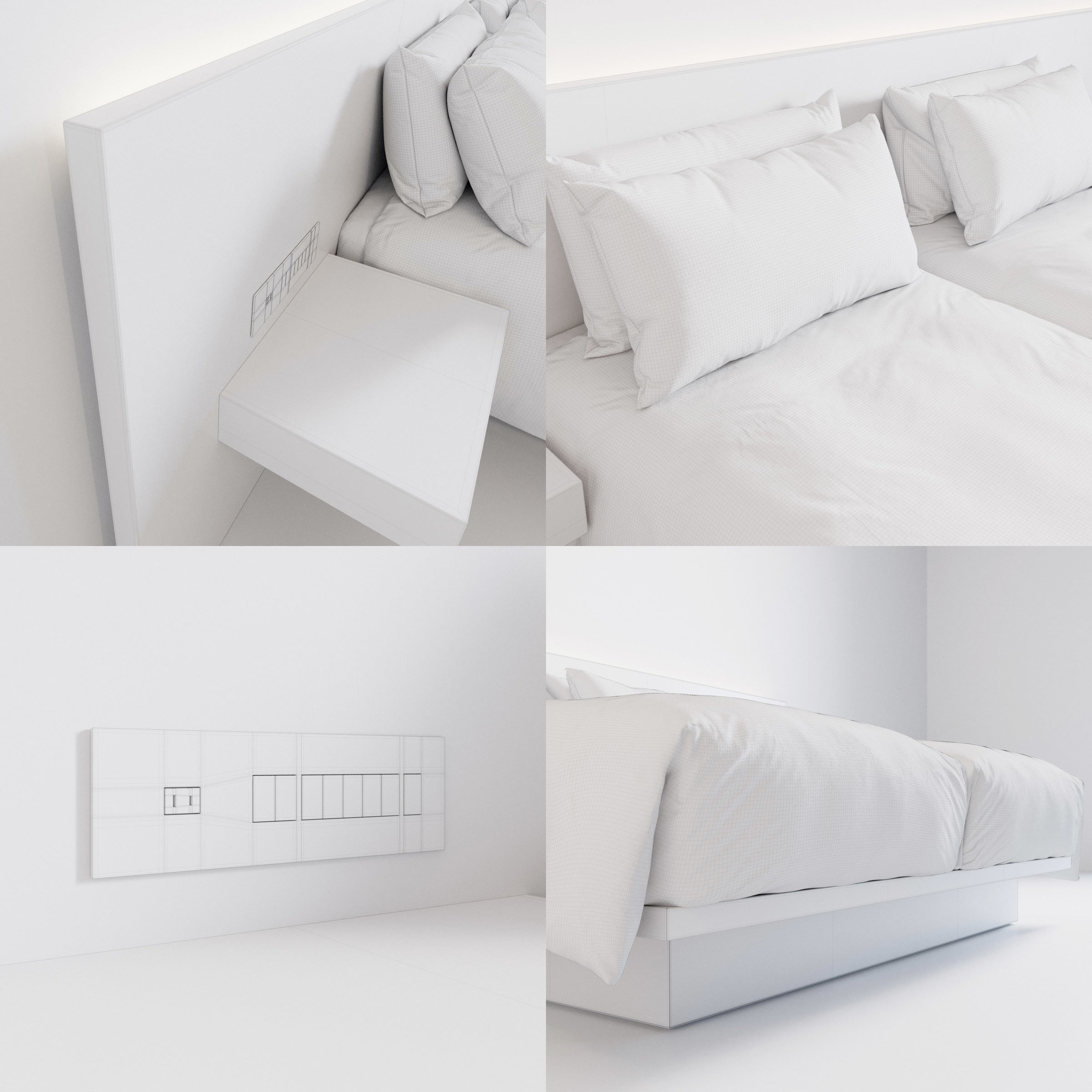 Hotel Bed Duvet Cover Style - Hollywood Twin - W100cm x2 3D model_7