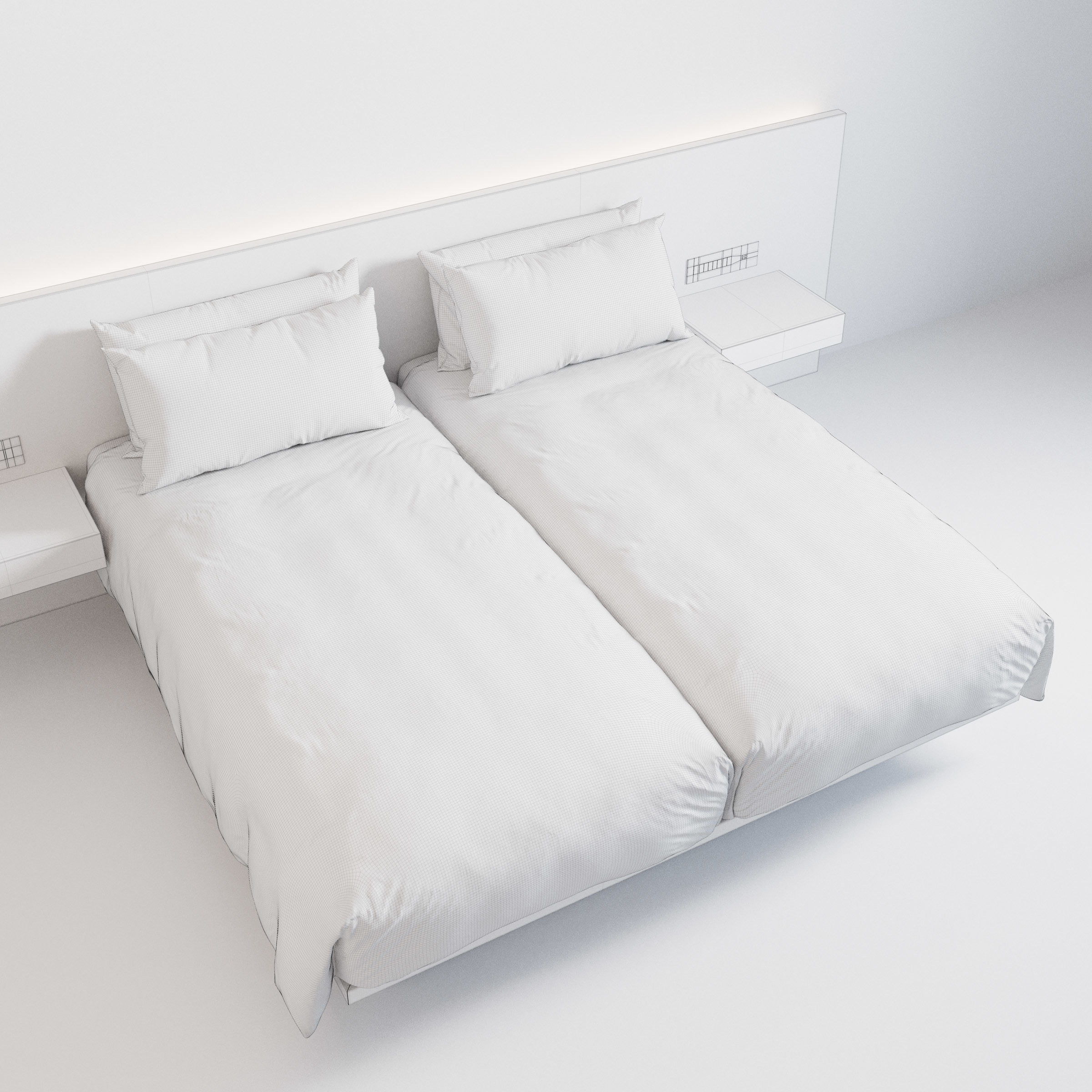 Hotel Bed Duvet Cover Style - Hollywood Twin - W100cm x2 3D model_6