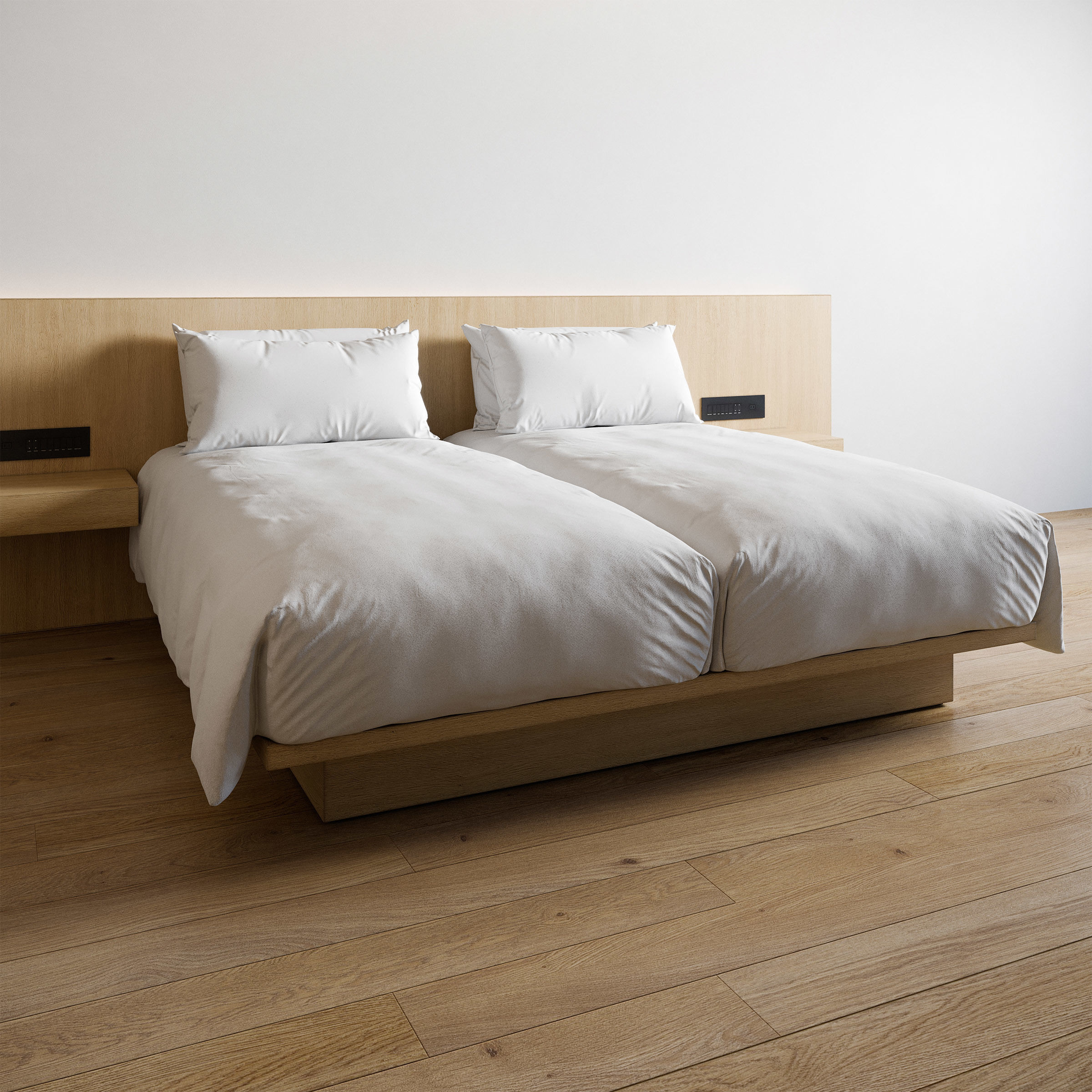 Hotel Bed Duvet Cover Style - Hollywood Twin - W100cm x2 3D model_1