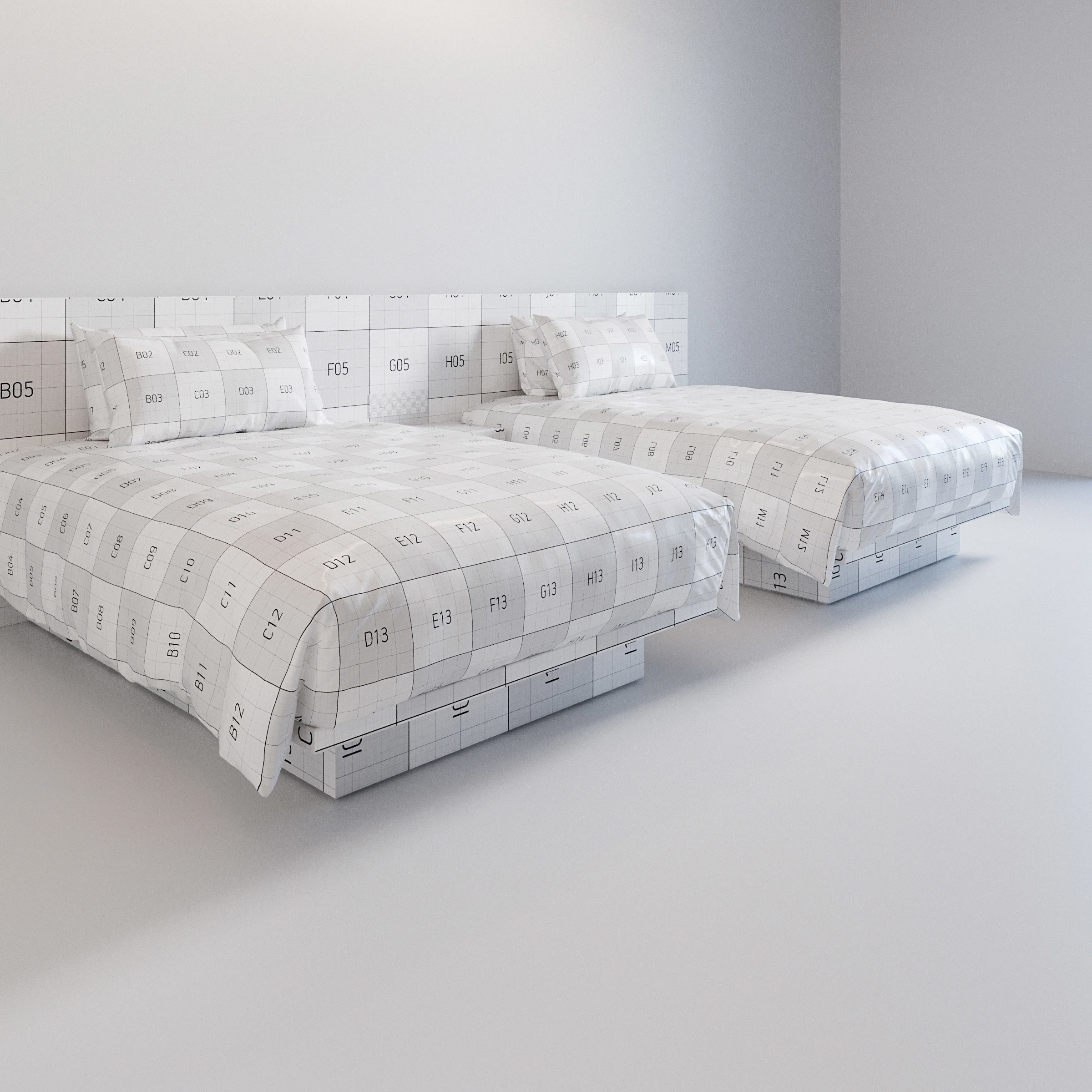 Hotel Bed Duvet Cover Style Double Twin W140cm x2 3D model CGTrader