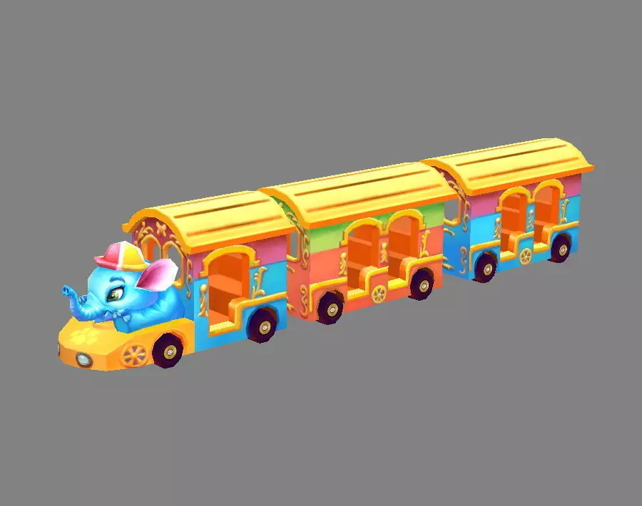 Cartoon elephant tour bus Low-poly 3D model_0