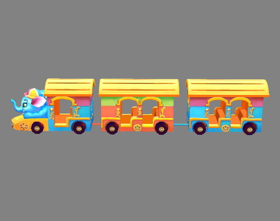 Cartoon elephant tour bus Low-poly 3D model_1