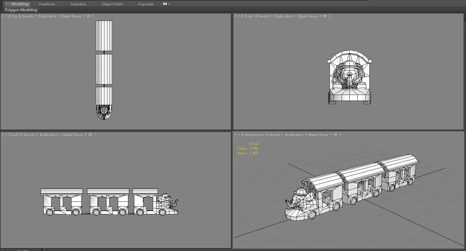 Cartoon elephant tour bus Low-poly 3D model_6