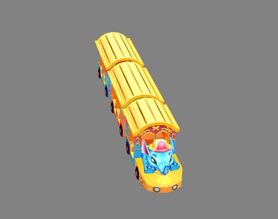 Cartoon elephant tour bus Low-poly 3D model_3