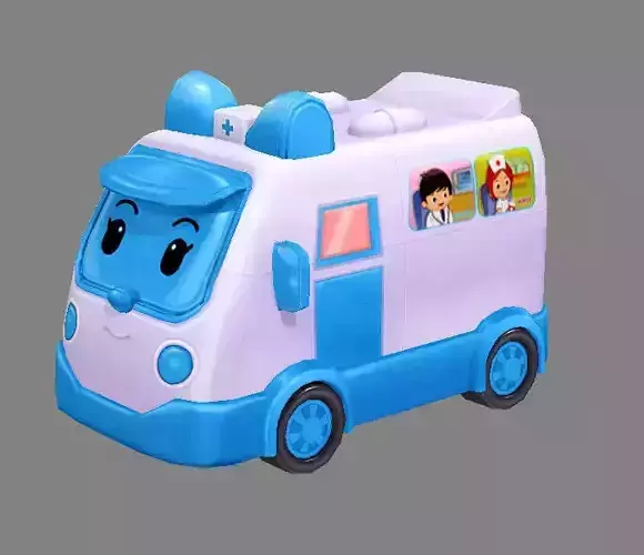 Cartoon toy medical ambulance Low-poly 3D model