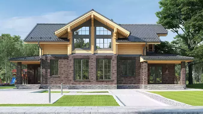 Exterior 3D model of a residential building 3D model Exterior 3D model of a residential building 3D model