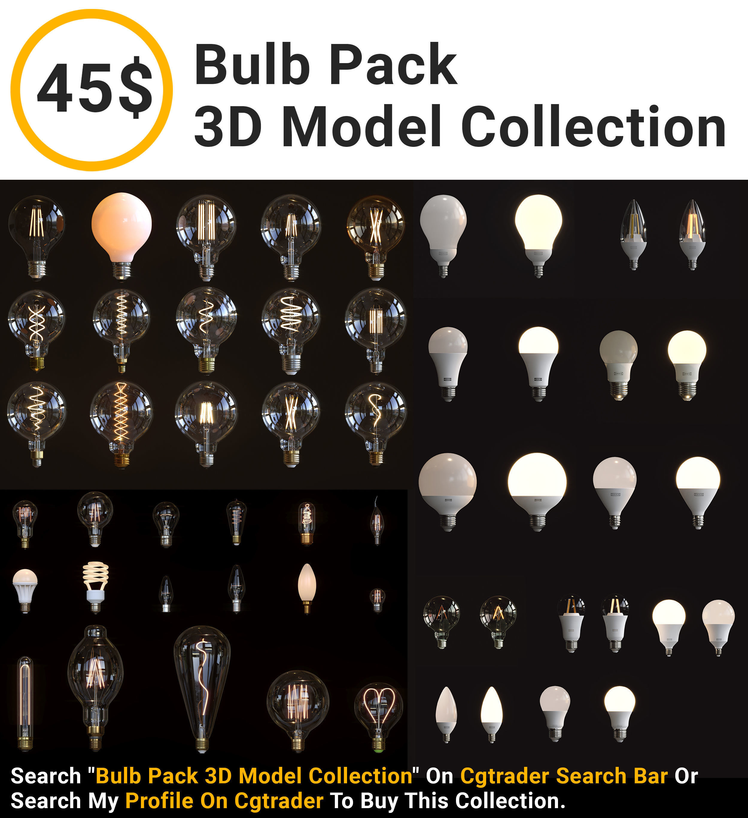 CFL Bulb Low-poly 3D model_3