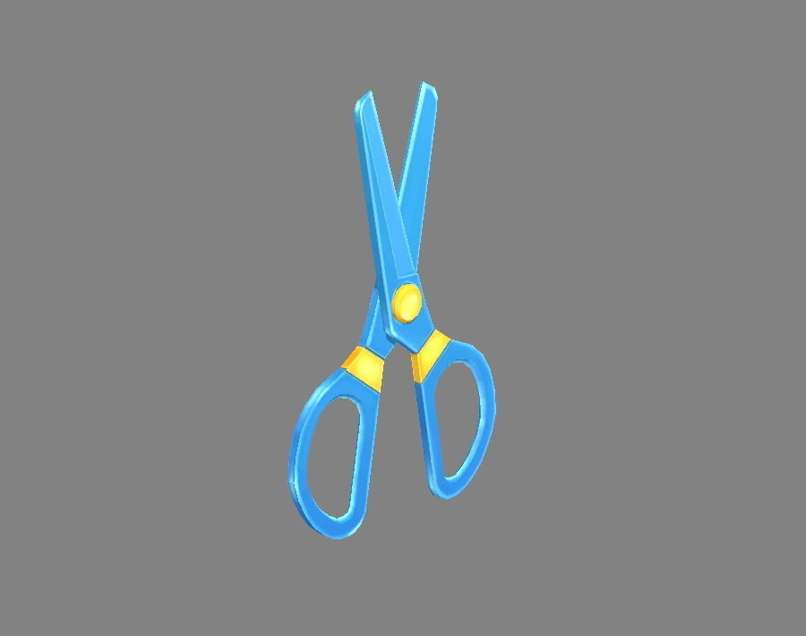 Cartoon Plastic Scissors - Blue Low-poly 3D model_2