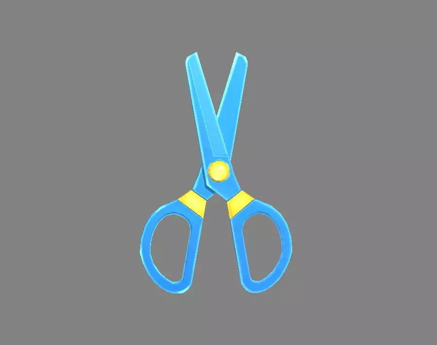 Cartoon Plastic Scissors - Blue Low-poly 3D model_0