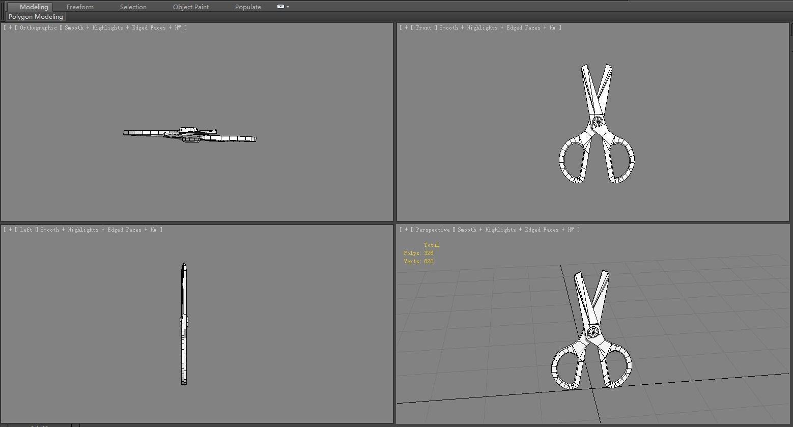 Cartoon Plastic Scissors - Blue Low-poly 3D model_5