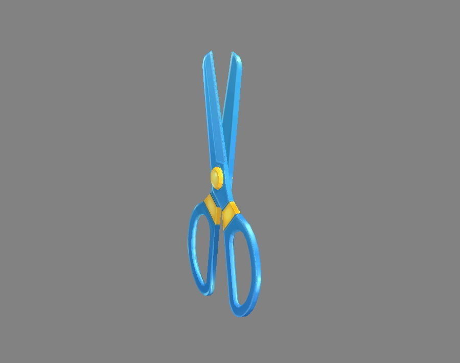 Cartoon Plastic Scissors - Blue Low-poly 3D model_1