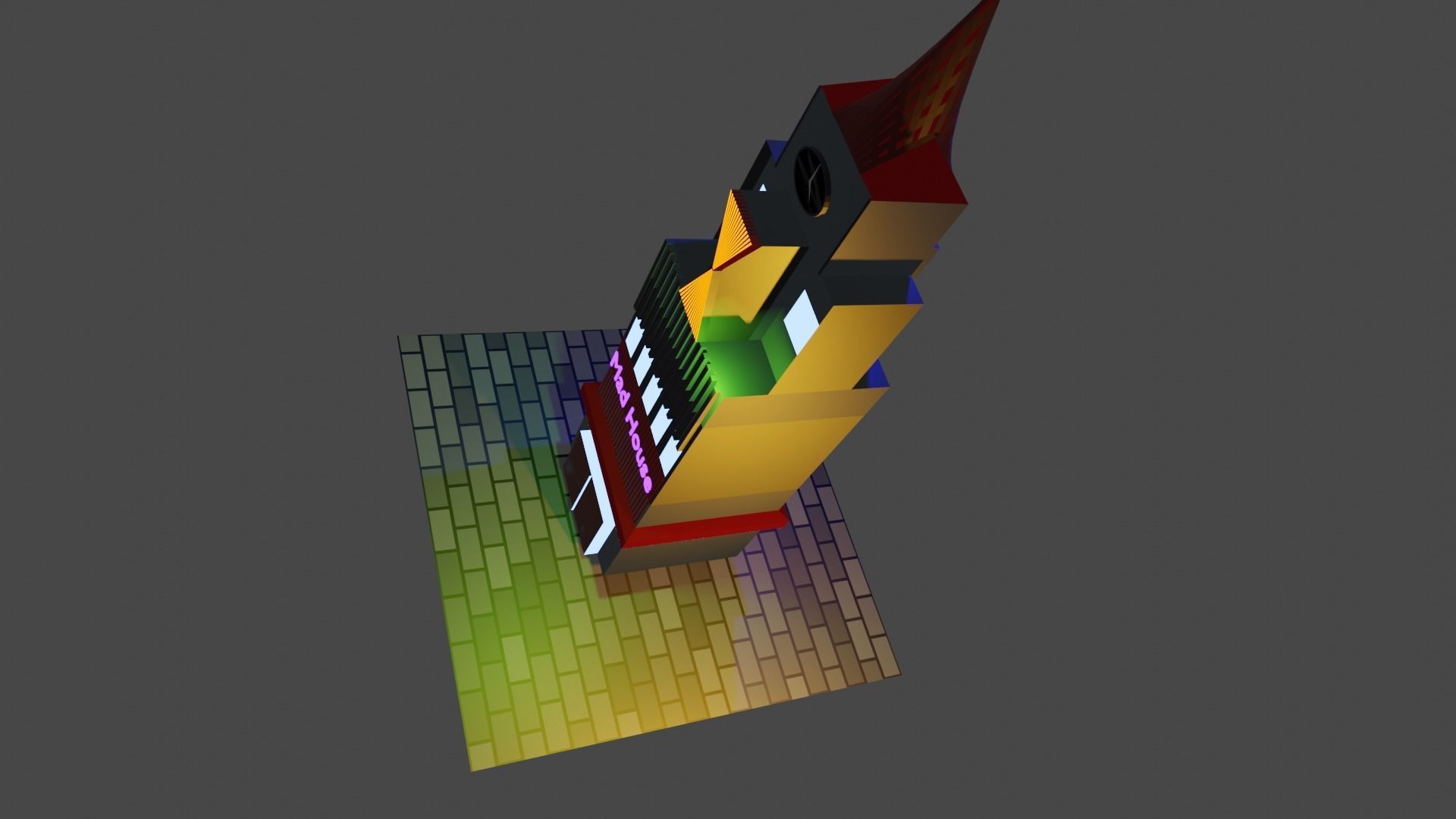 Clock tower Low-poly 3D model_5