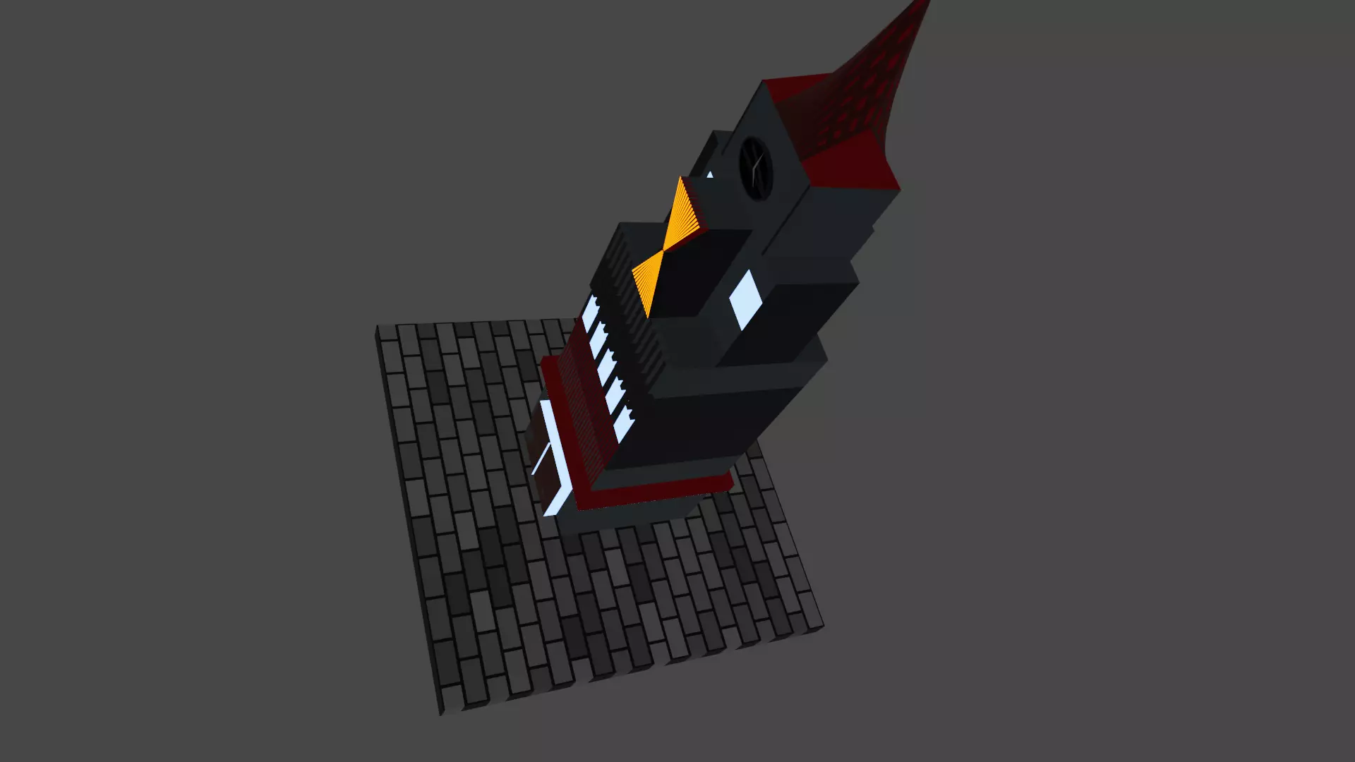 Clock tower Low-poly 3D model_0