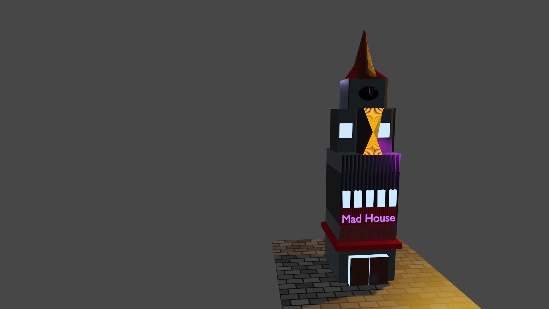 Clock tower Low-poly 3D model_3