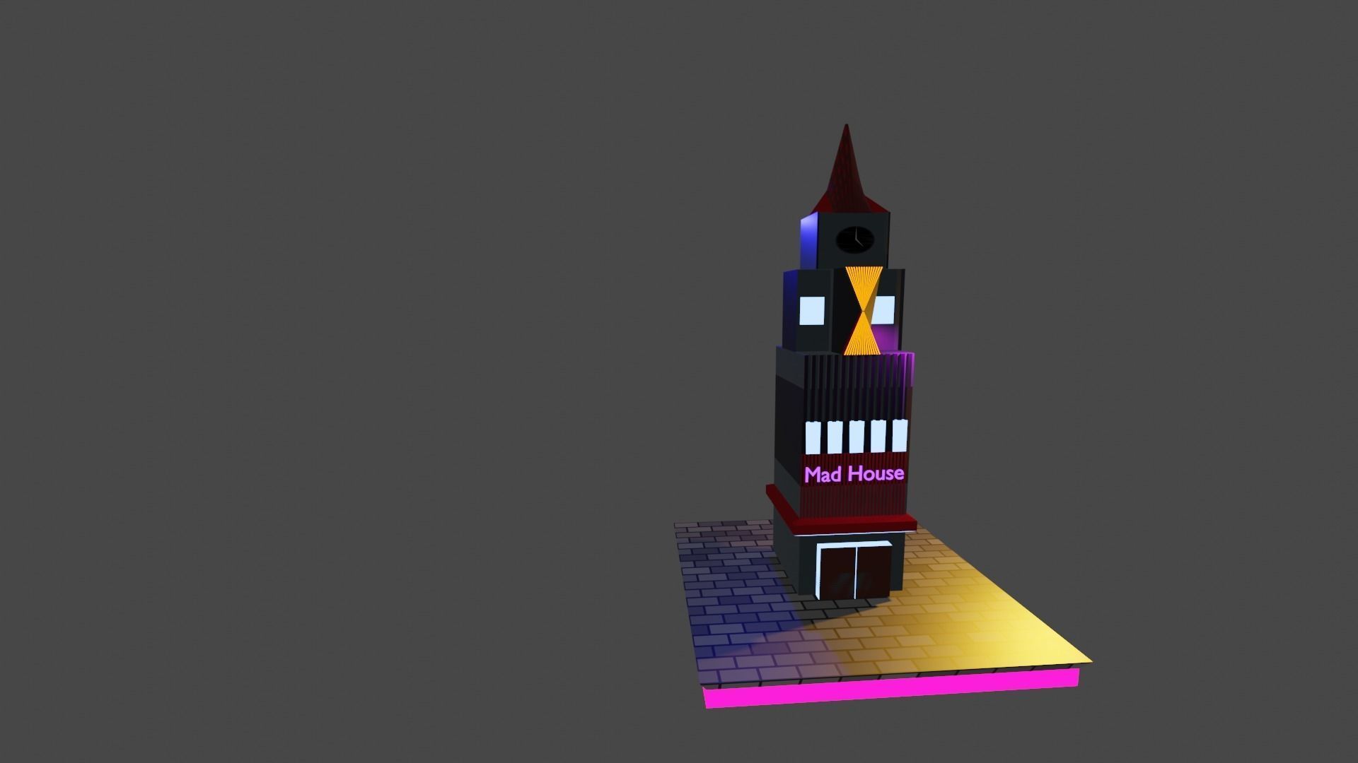 Clock tower Low-poly 3D model_4