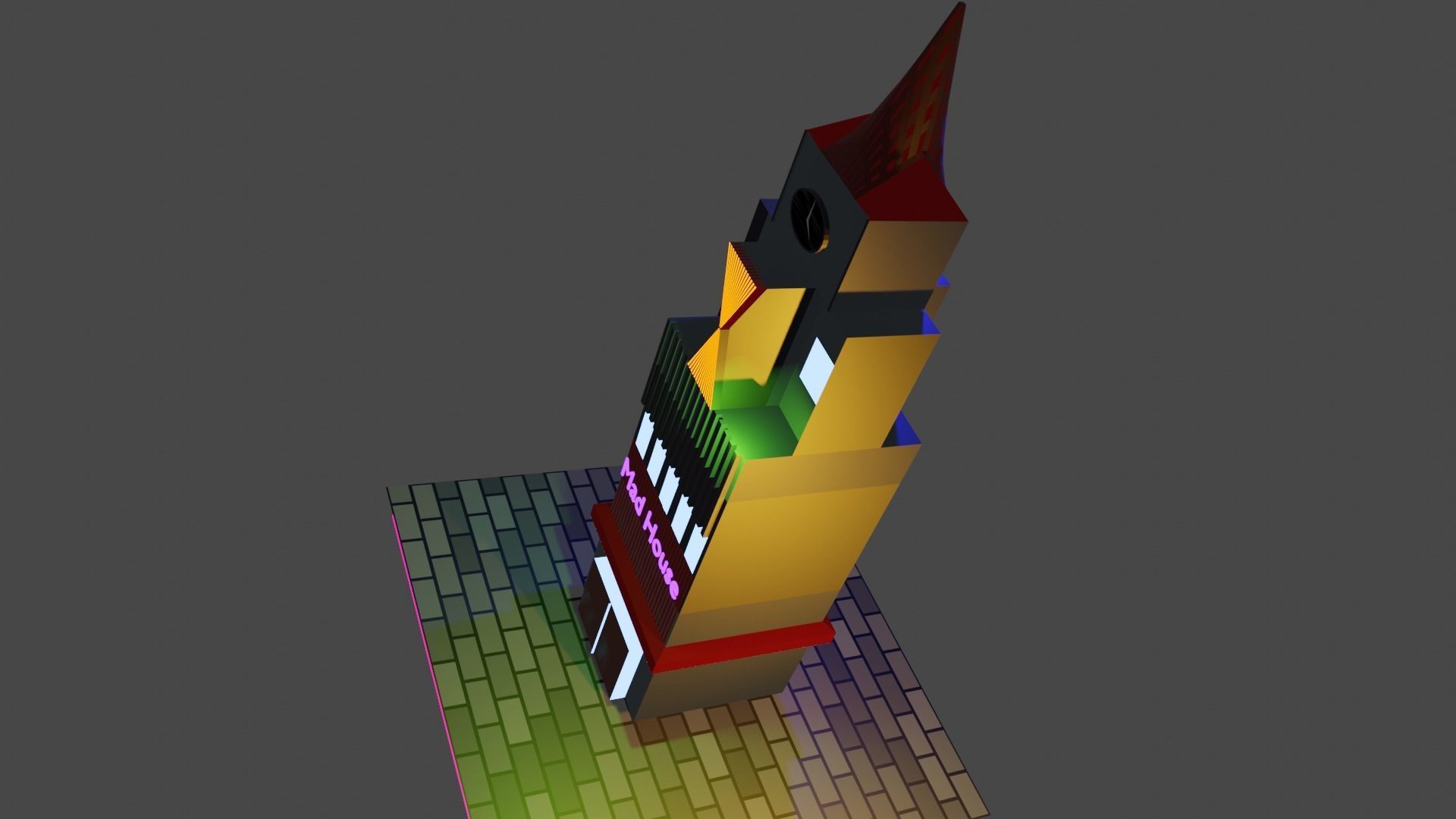 Clock tower Low-poly 3D model_6