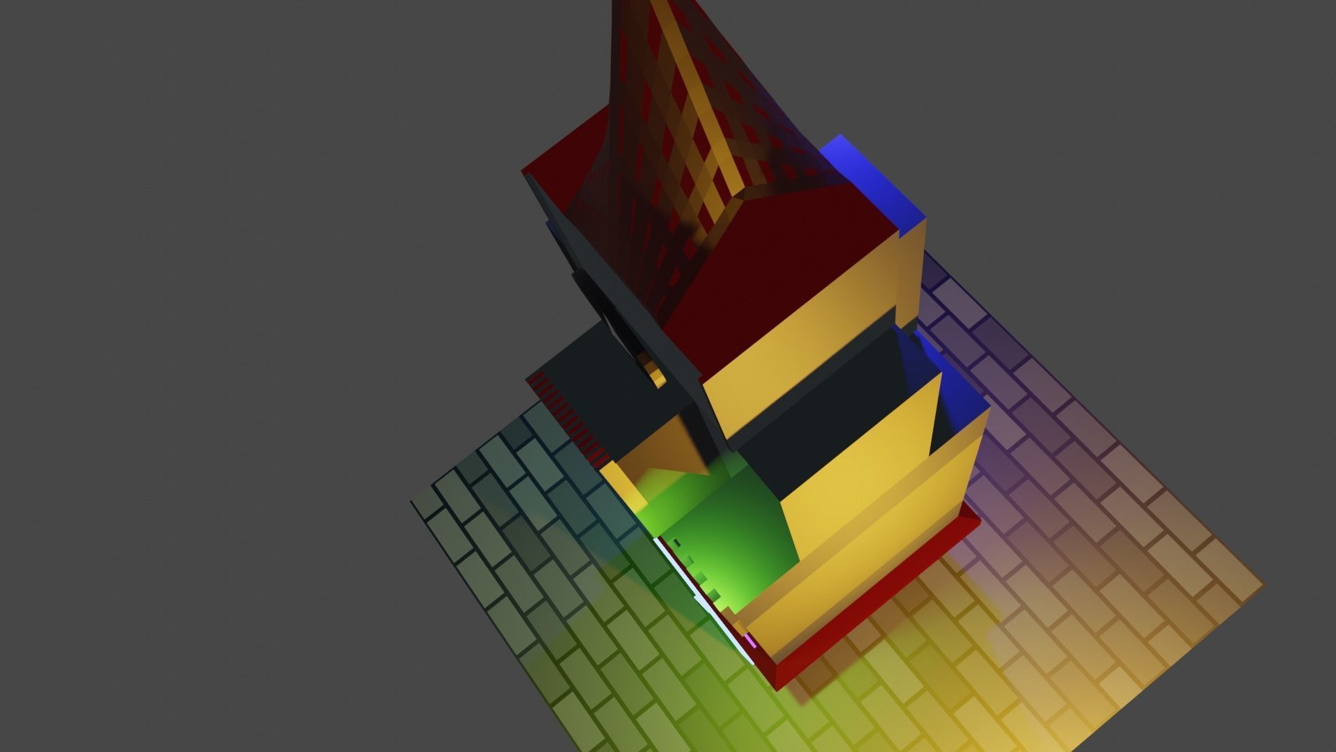 Clock tower Low-poly 3D model_9