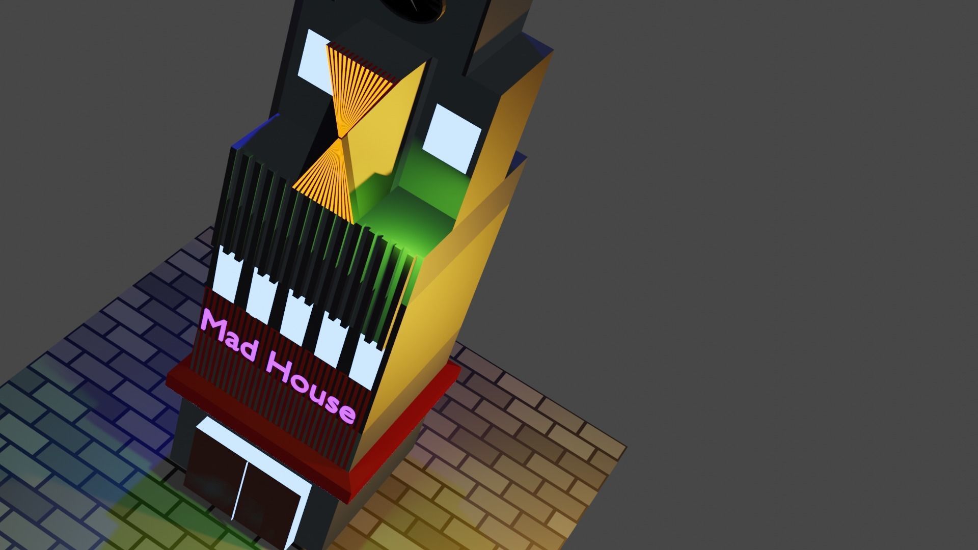 Clock tower Low-poly 3D model_7