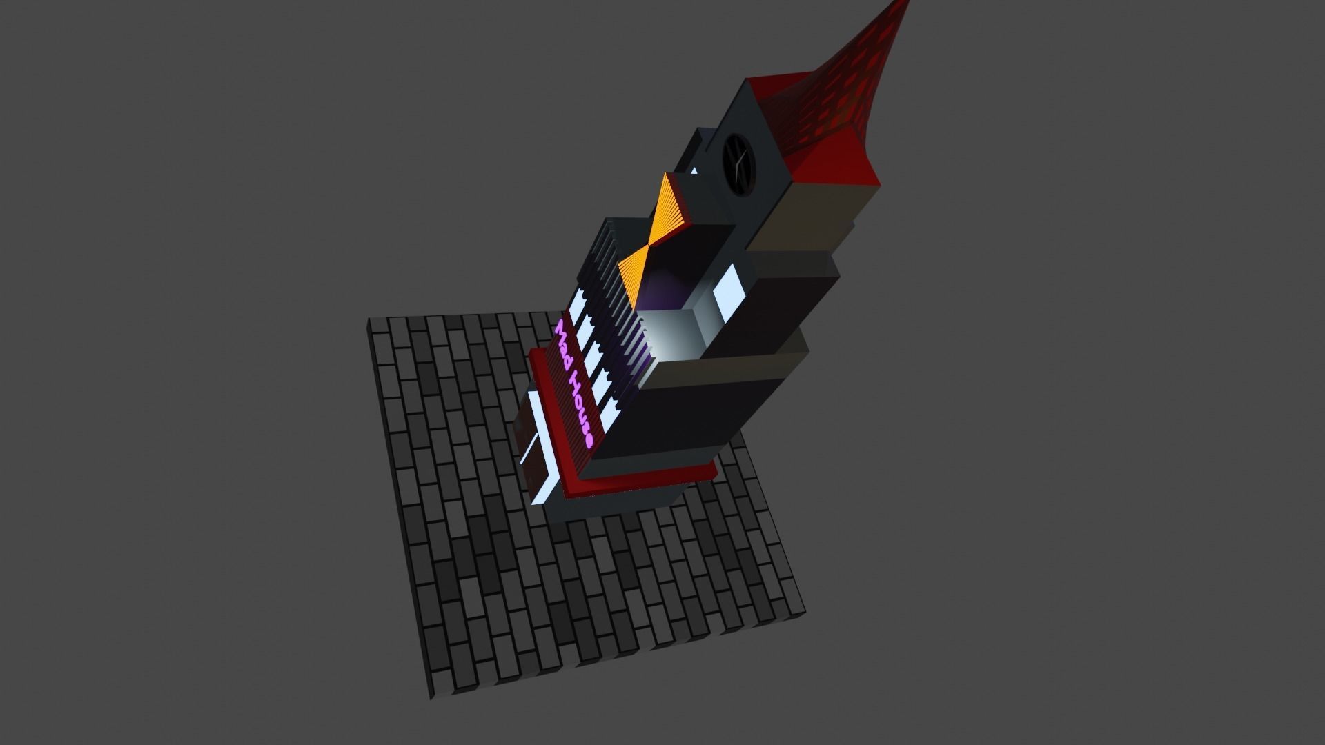 Clock tower Low-poly 3D model_1