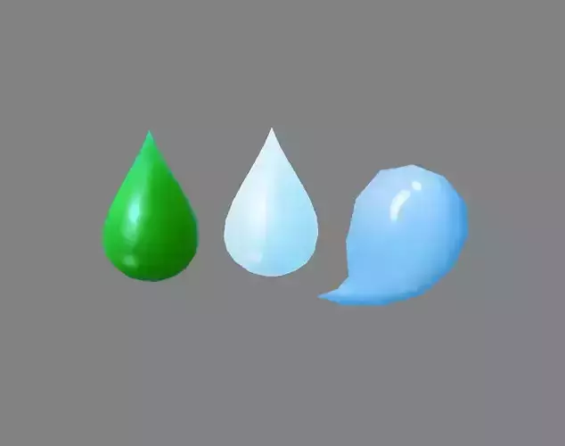 Cartoon water drop - water dripping Low-poly 3D model