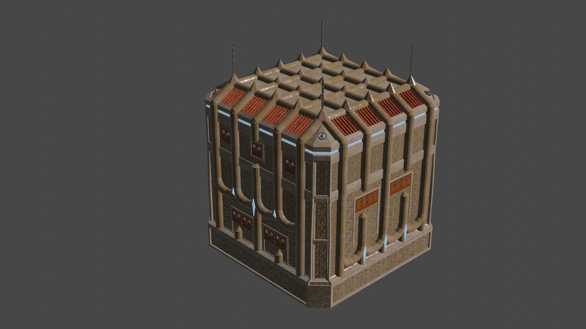 Fantasy medieval Keep 02 Free low-poly 3D model_1