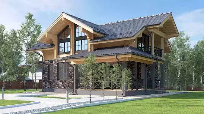 Exterior 3D model of a residential building