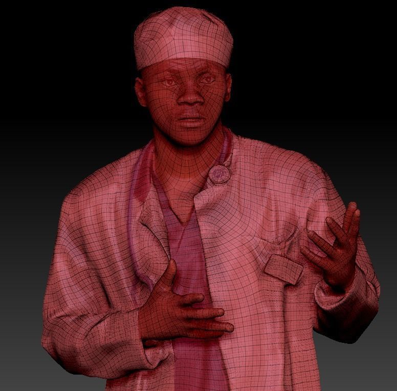 Confused african american male doctor 251 Low-poly 3D model_5