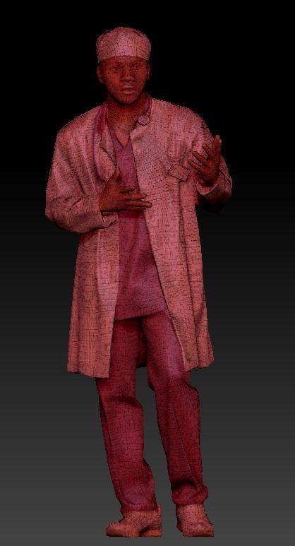 Confused african american male doctor 251 Low-poly 3D model_4