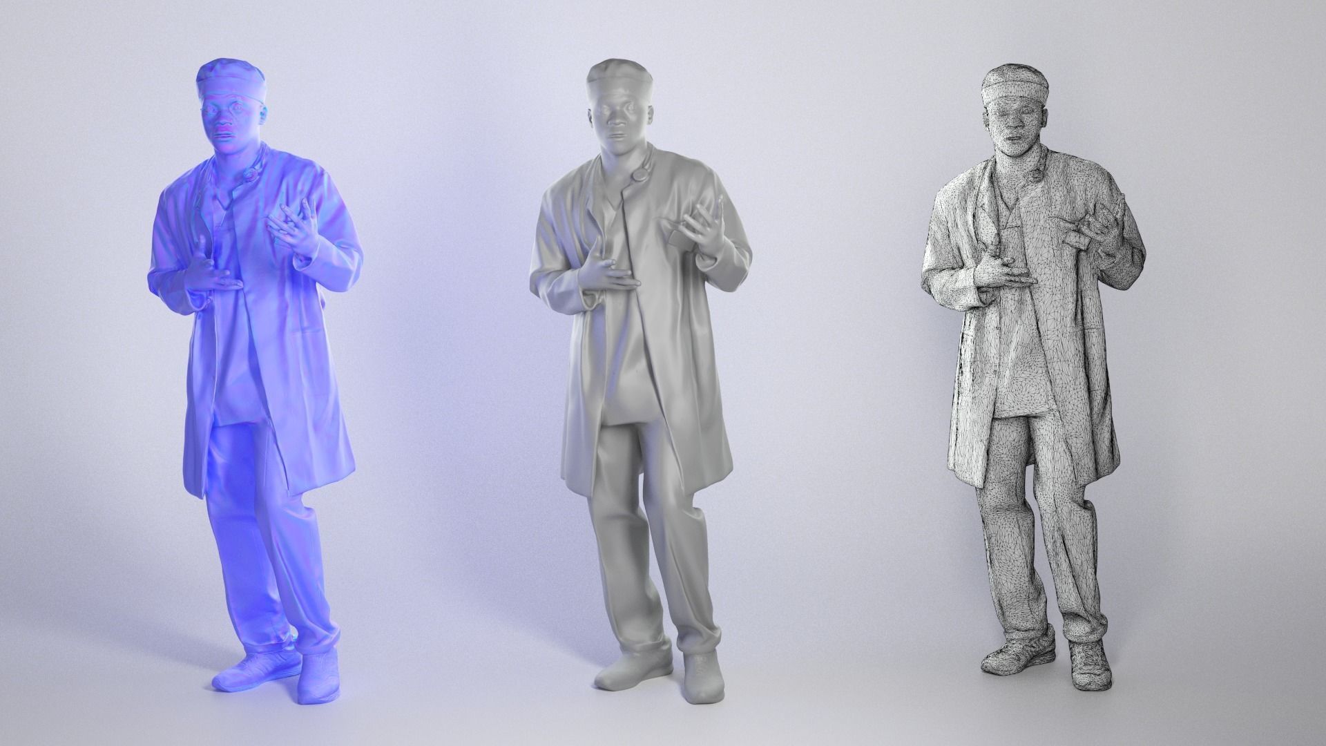 Confused african american male doctor 251 Low-poly 3D model_3