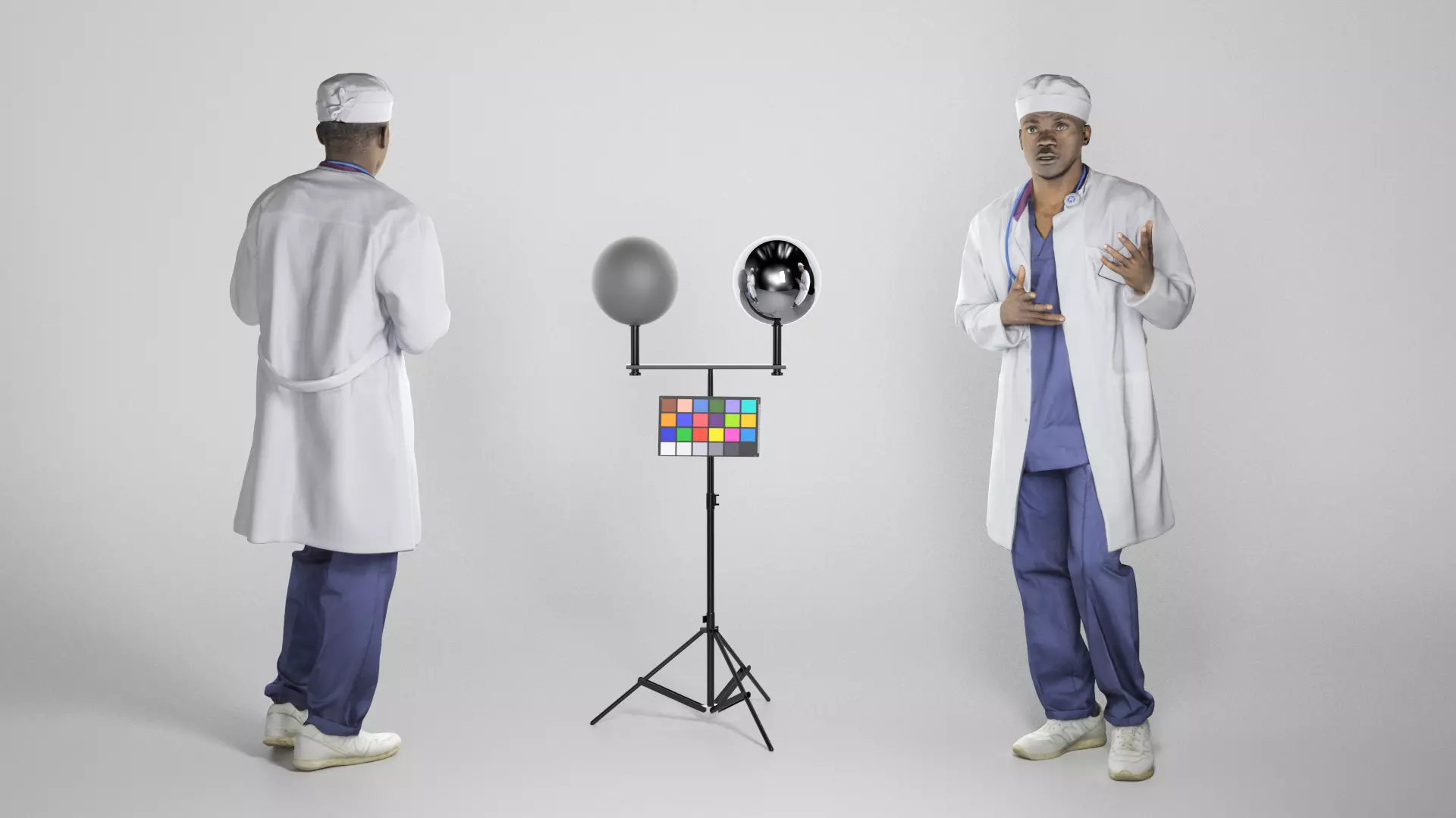 Confused african american male doctor 251 Low-poly 3D model_0