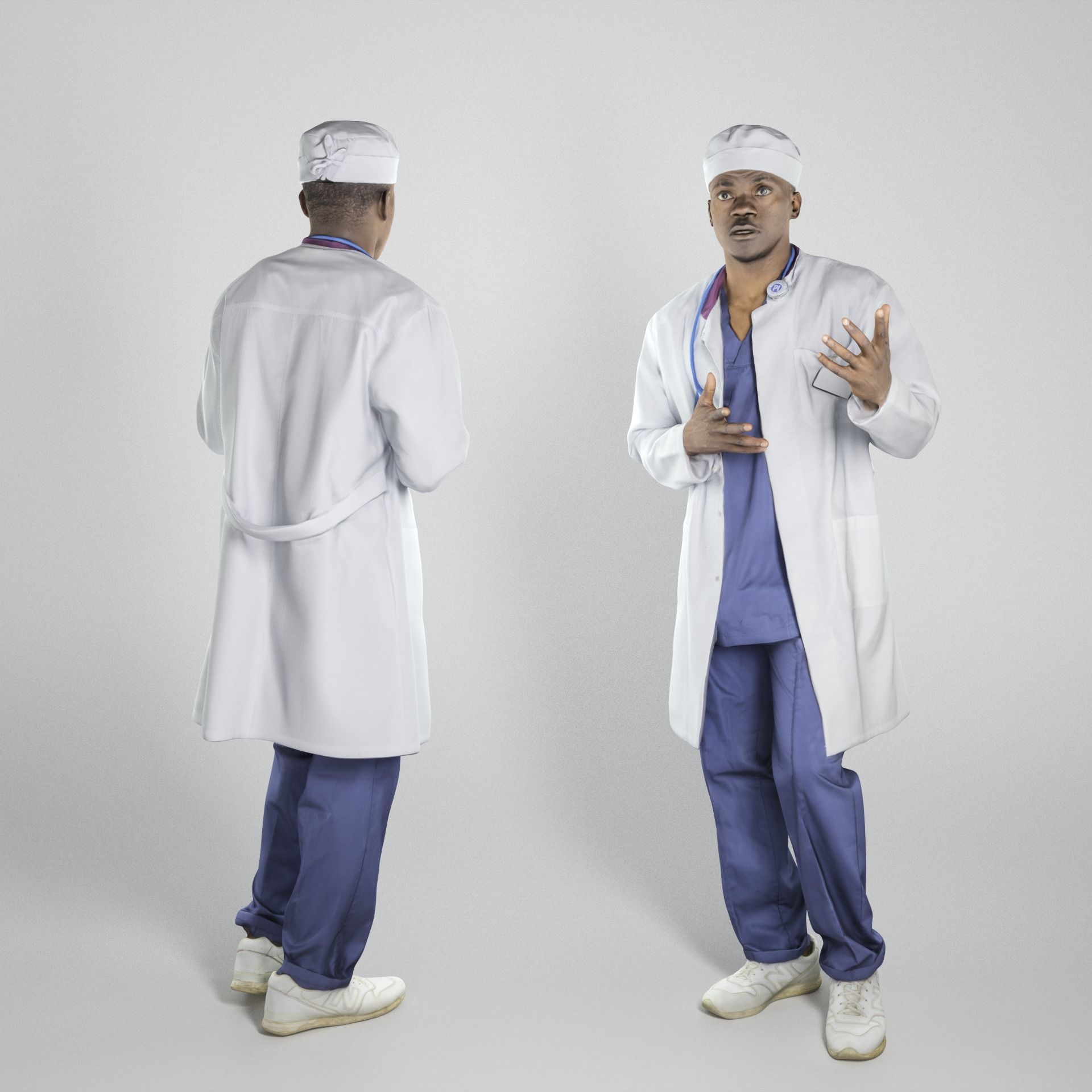 Confused african american male doctor 251 Low-poly 3D model_1