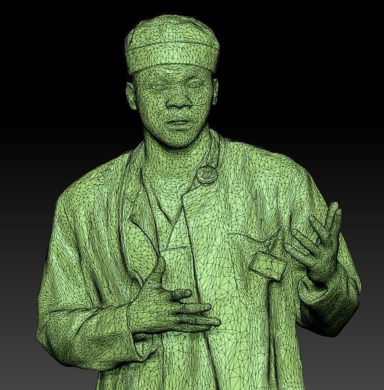 Confused african american male doctor 251 Low-poly 3D model_7