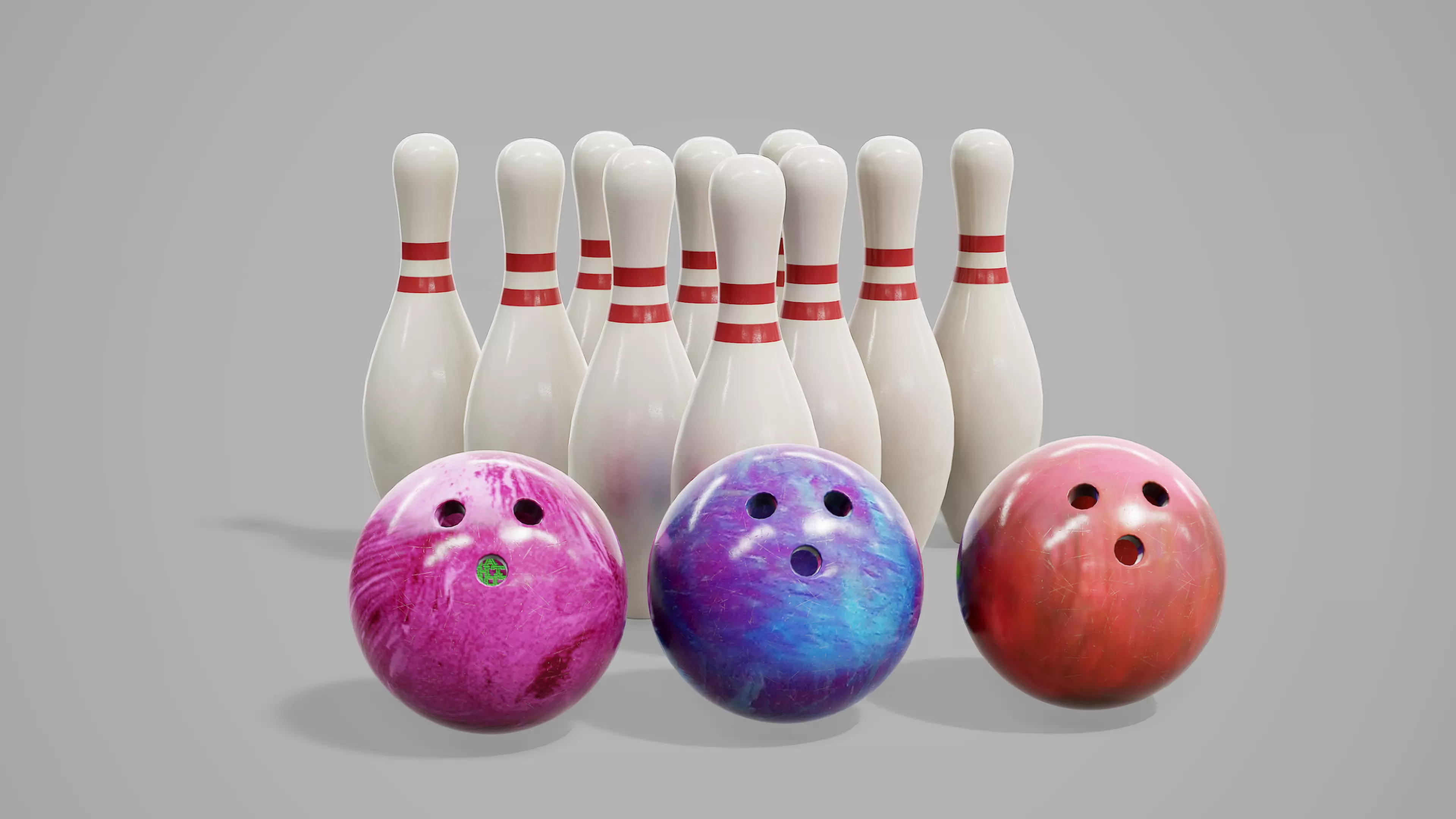 Bowling Balls and Pins Low-poly 3D model