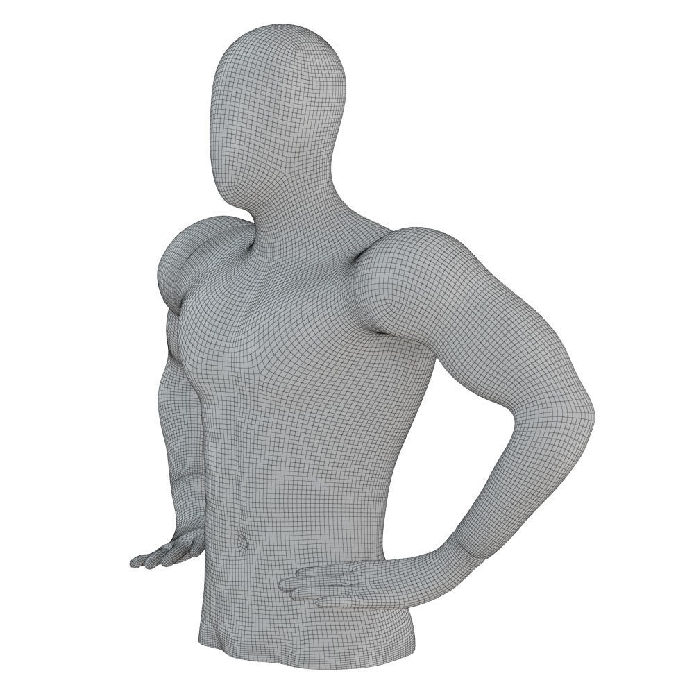 White torso male mannequin 86 3D model_5