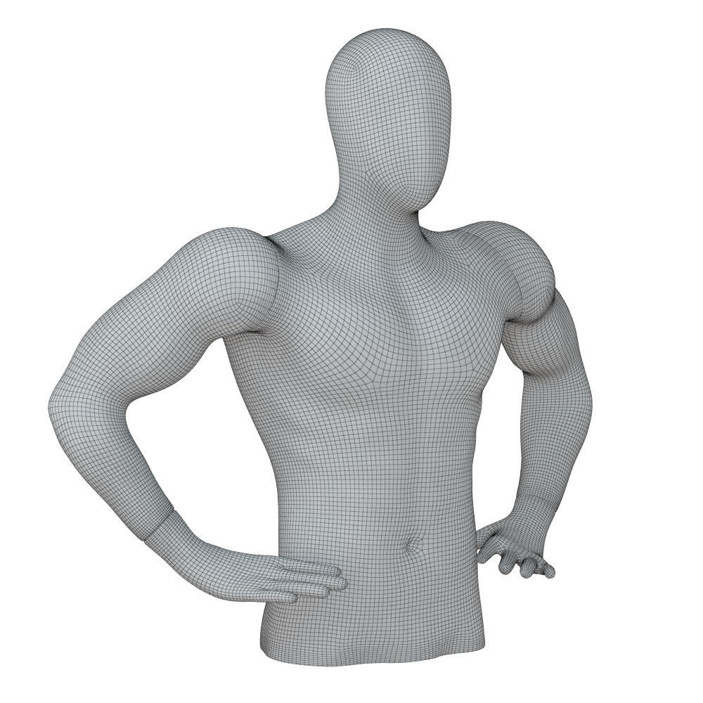 White torso male mannequin 86 3D model_6