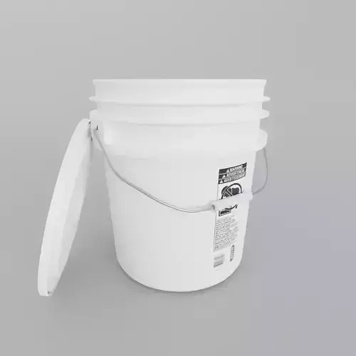 4 in 1 Detailed Plastic Bucket with Lid 5 gallon Low-poly 3D model