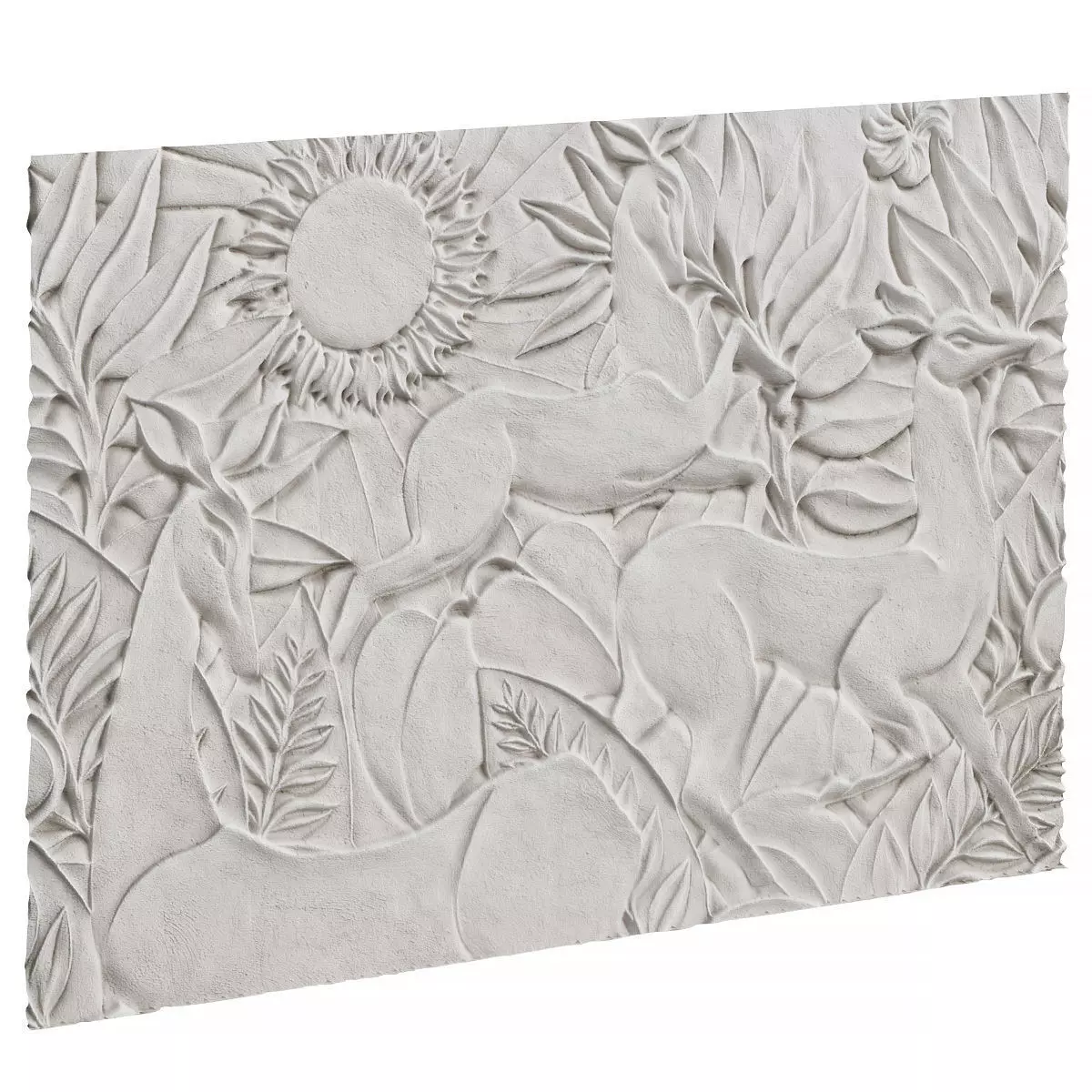 Bas-relief with deer Low-poly 3D model_0