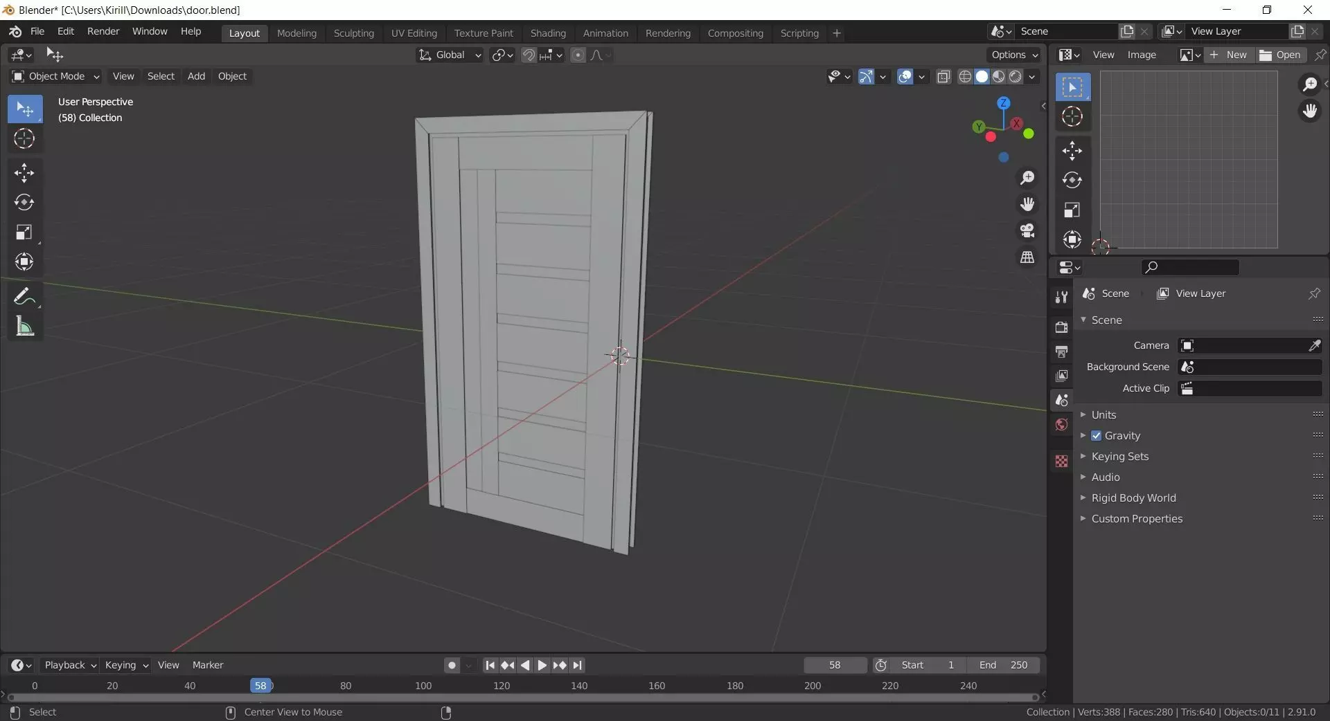 Door Game Ready Low-poly 3D model_0