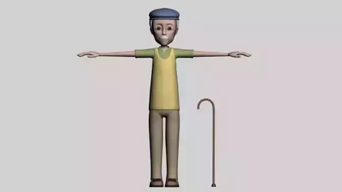 3D old man character with rig