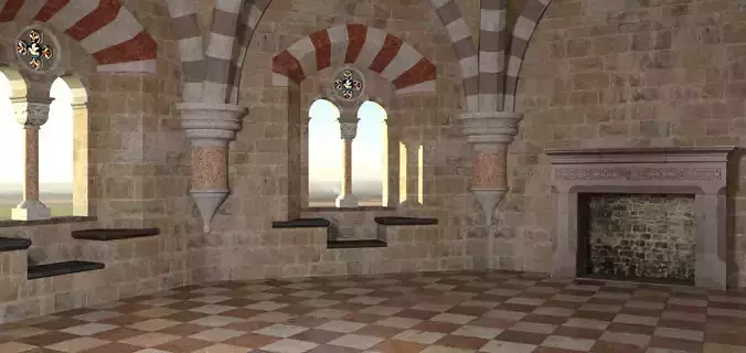 Romanesque Castle Tower Room 3D model