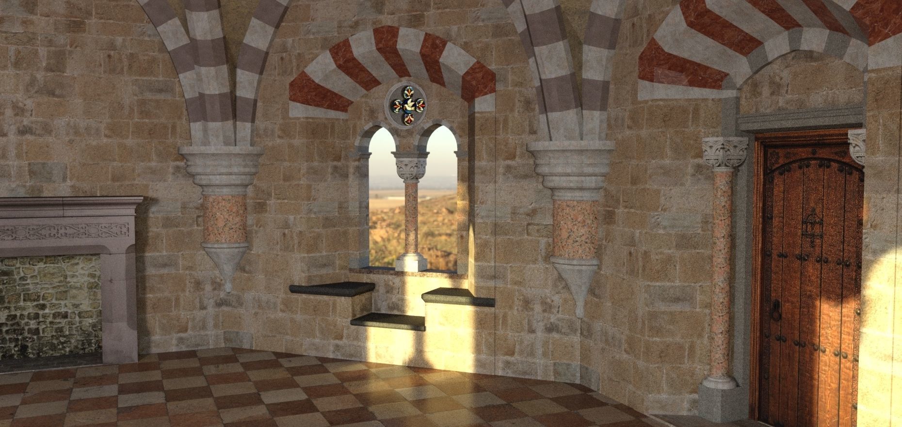 Romanesque Castle Tower Room 3D model_1